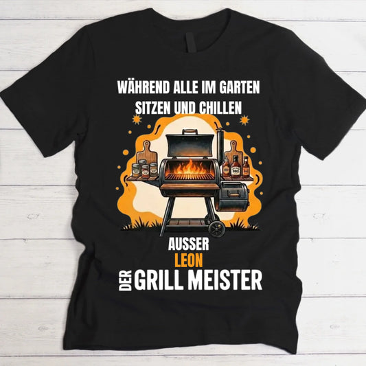 Der Grill Meister T-Shirt schwarz personalisiert
