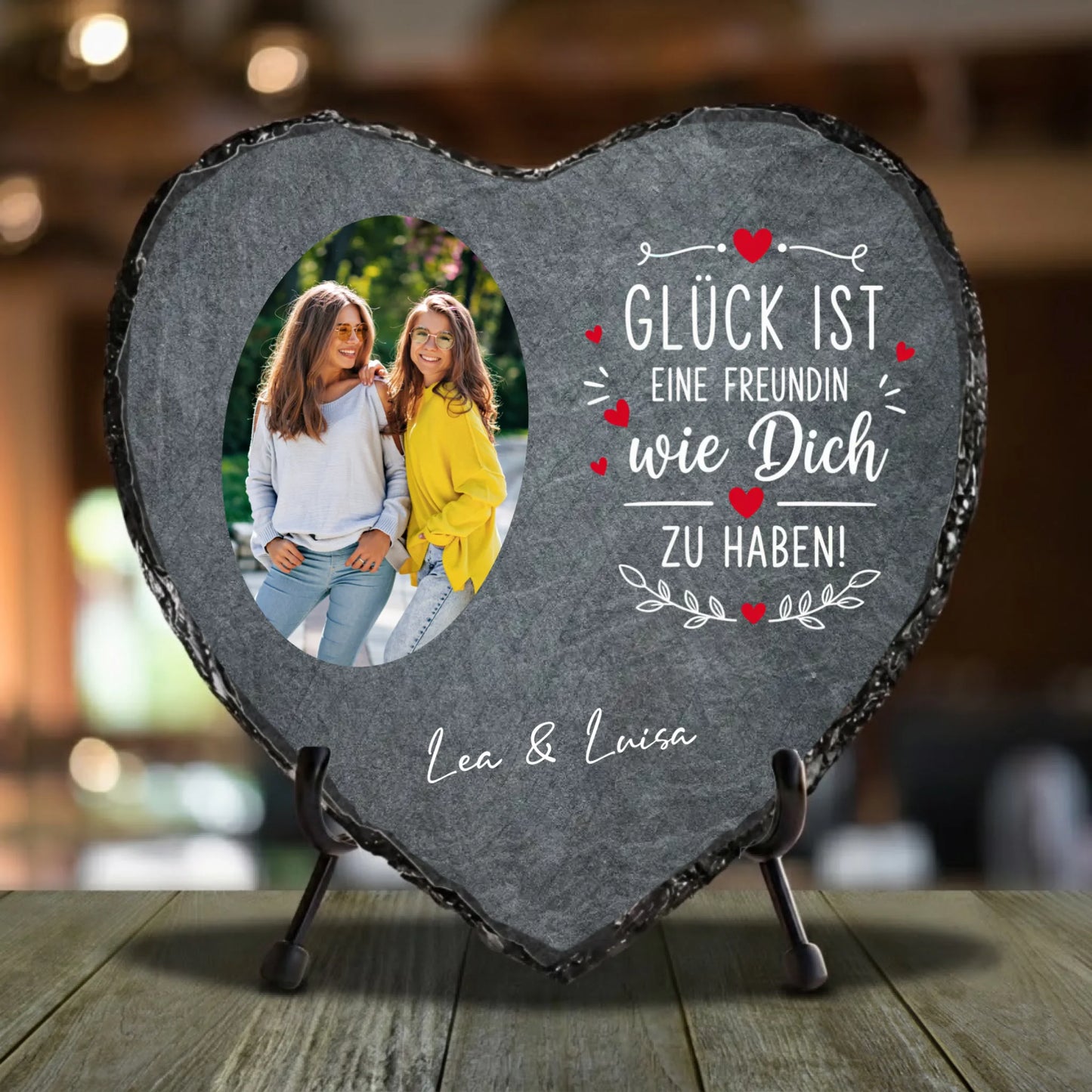 Dein Glück Schieferherz personalisiert - mit Aufsteller