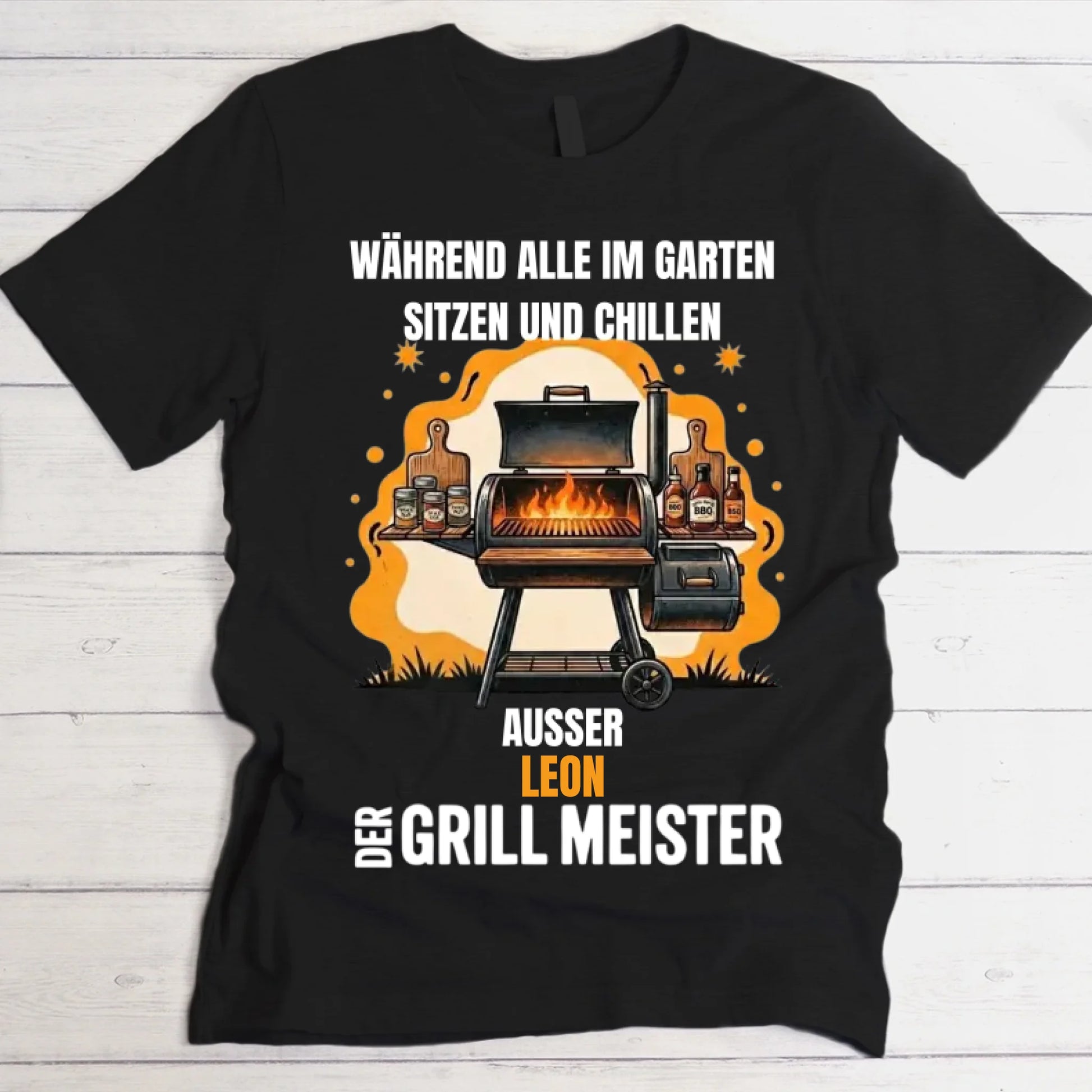 Der Grill Meister T-Shirt schwarz personalisiert