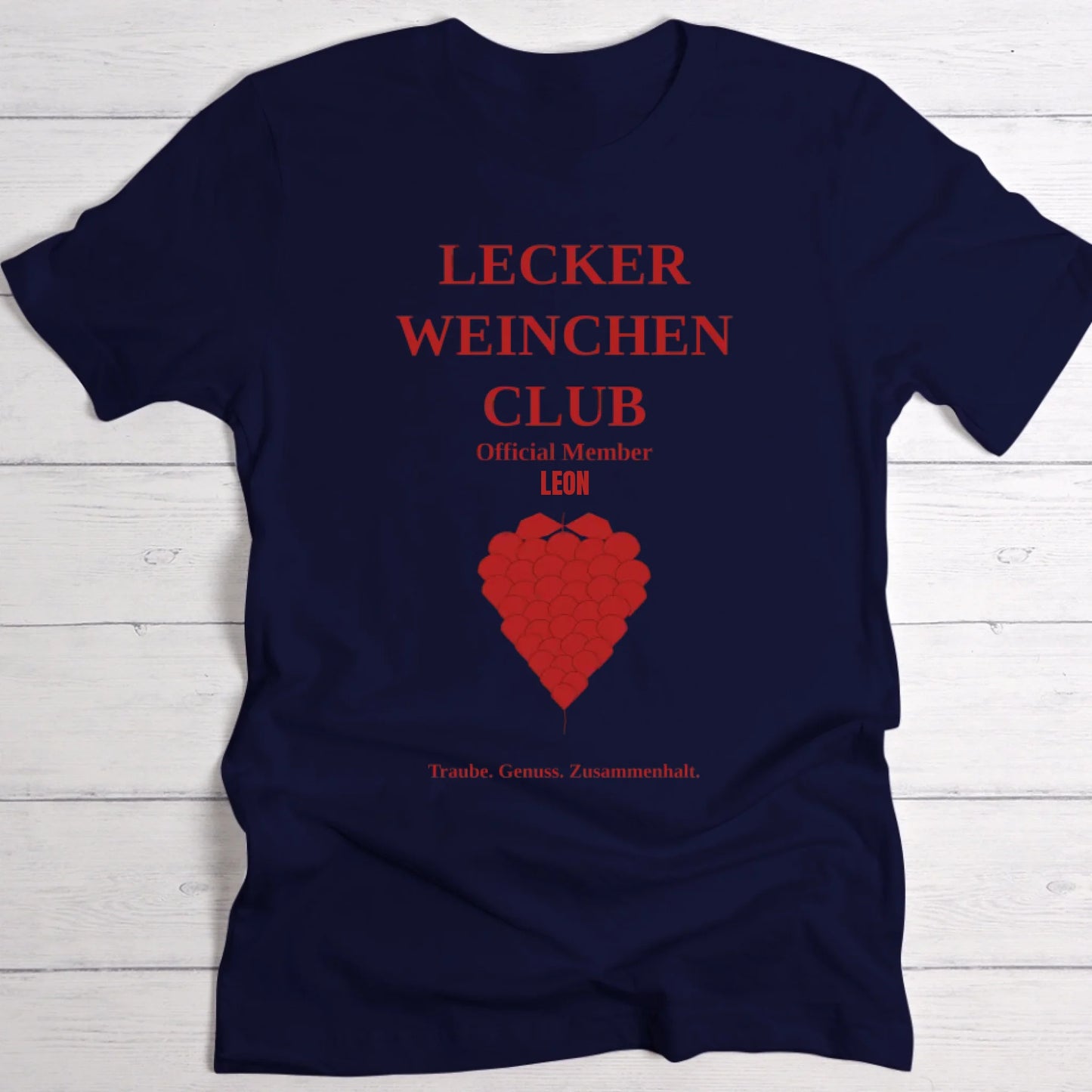 Lecker Weinchen Club T-Shirt blau personalisiert