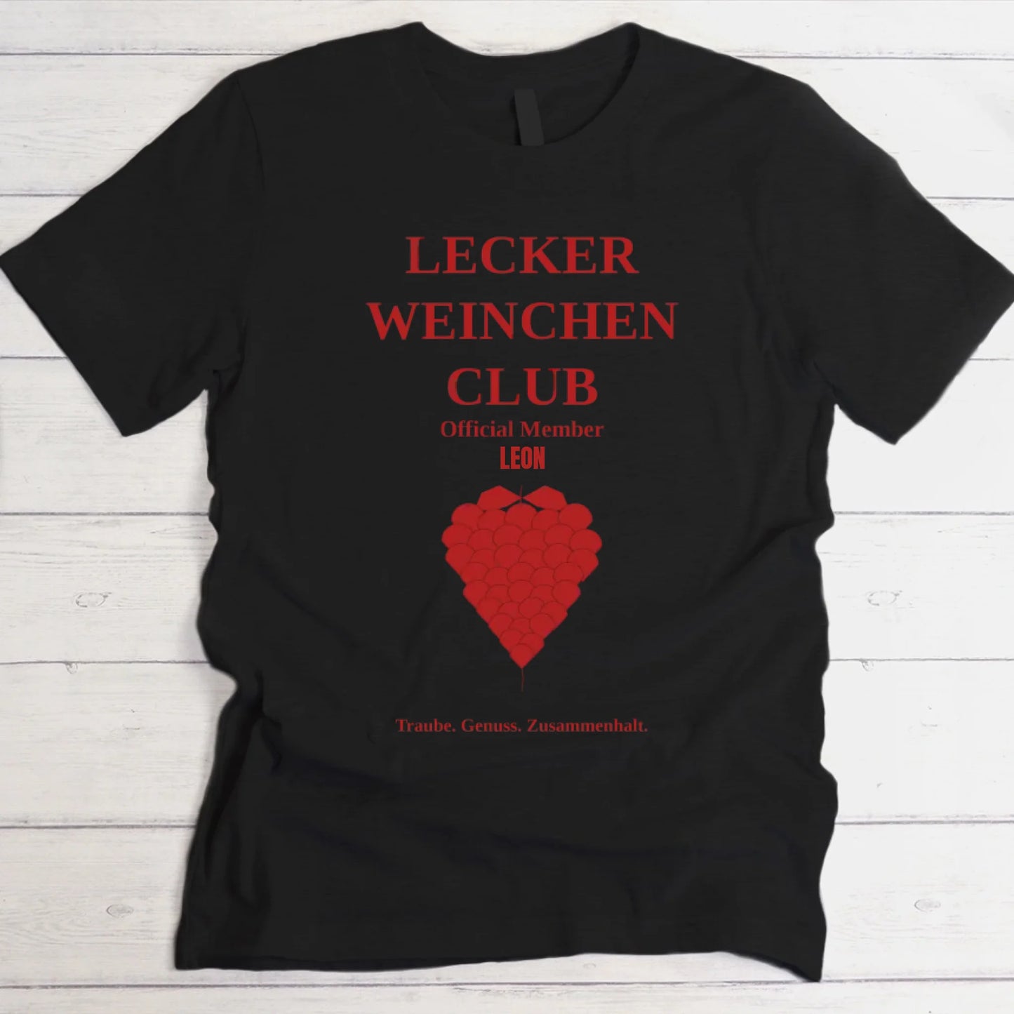 Lecker Weinchen Club T-Shirt schwarz personalisiert